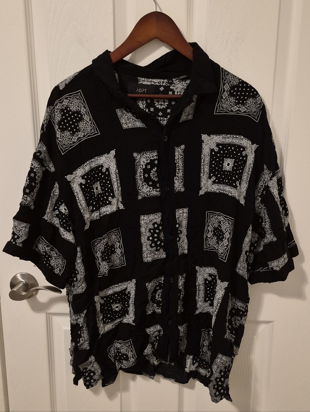 ASOS Black and White Bandana-Print Button-Down Shirt